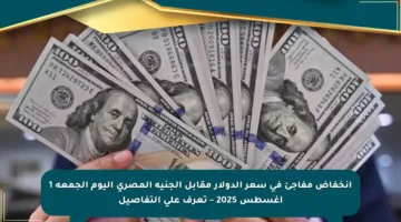 انخفاض مفاجئ في سعر الدولار مقابل الجنيه المصري اليوم الجمعة 1 أغسطس 2025 – تعرف على التفاصيل
